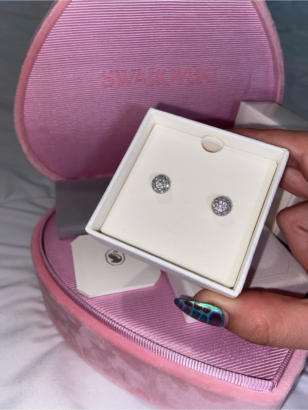 Swarovski Silver Pavé Round Stud Earrings